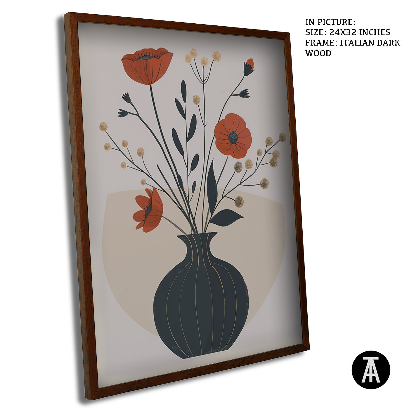 Artwork in Dark Wood Frame
