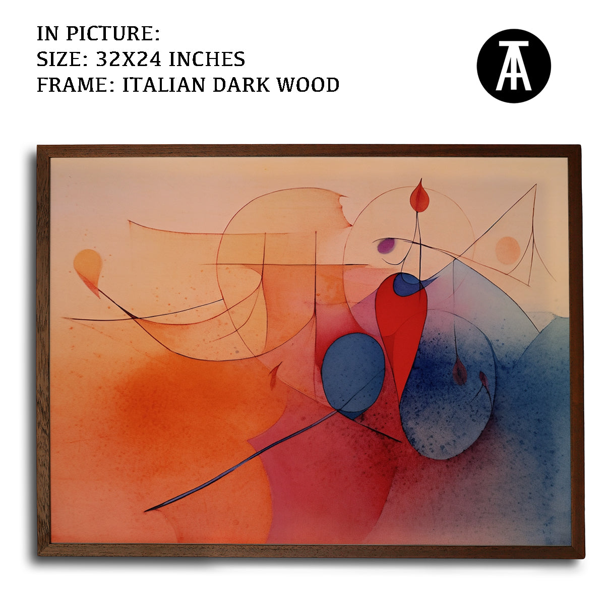 Artwork in Dark Wood Frame