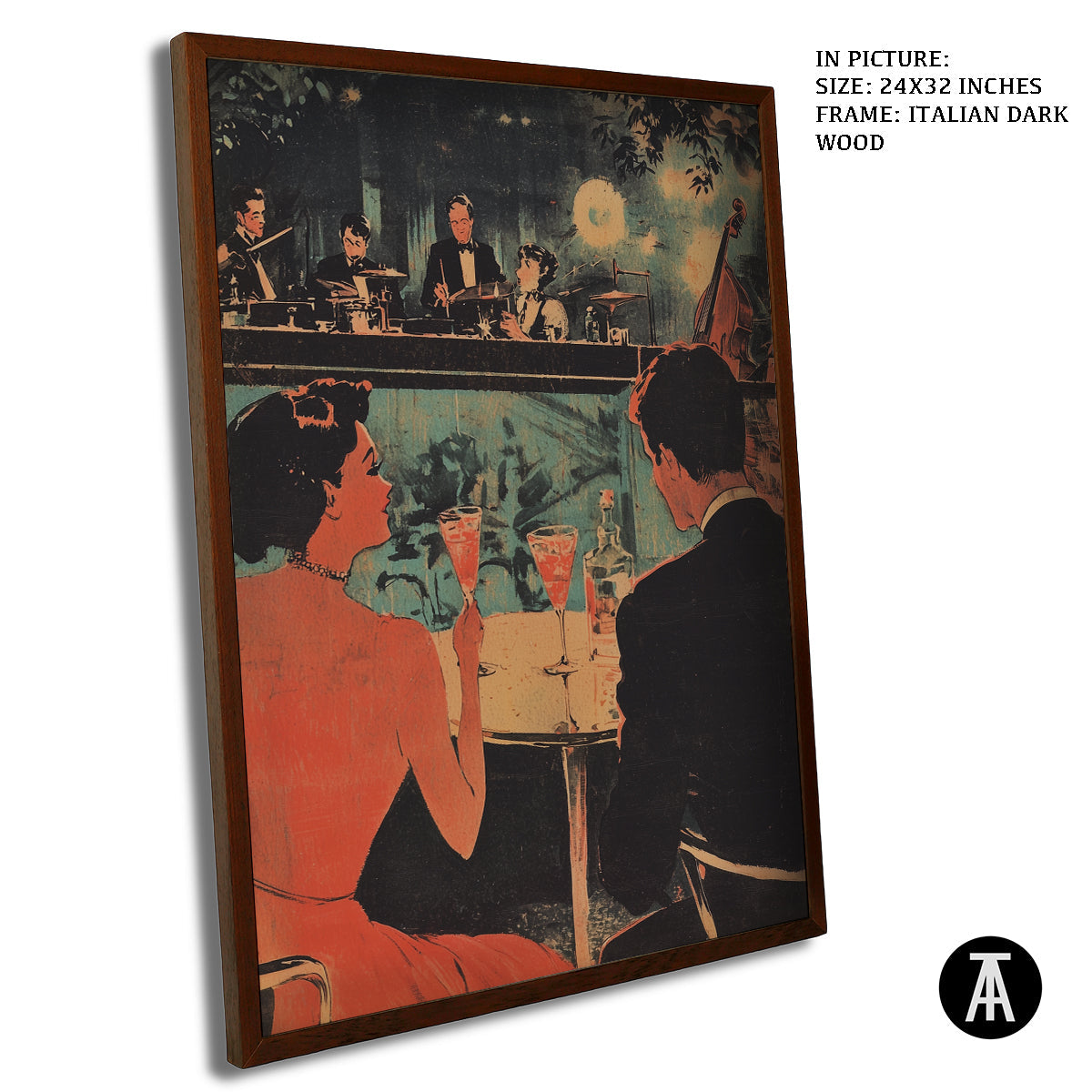 Artwork in Dark Wood Frame