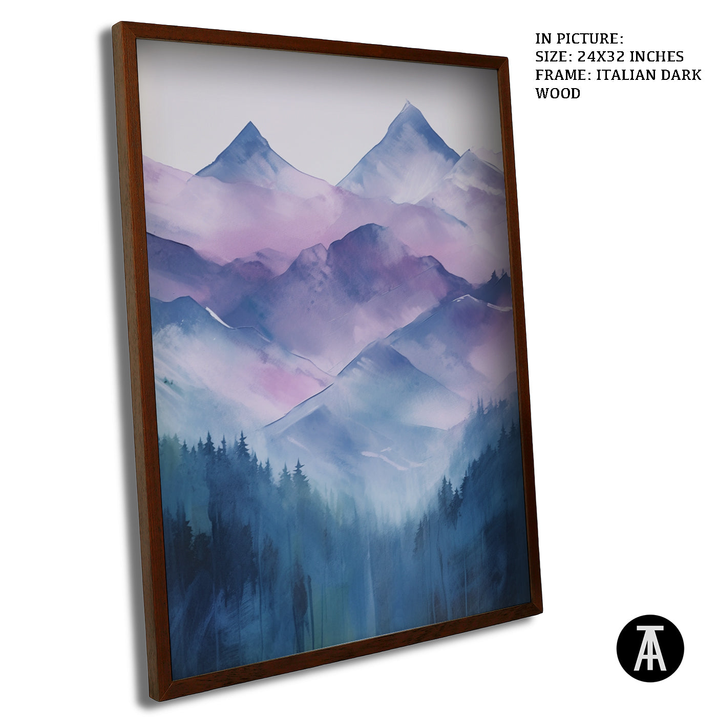 Artwork in Dark Wood Frame