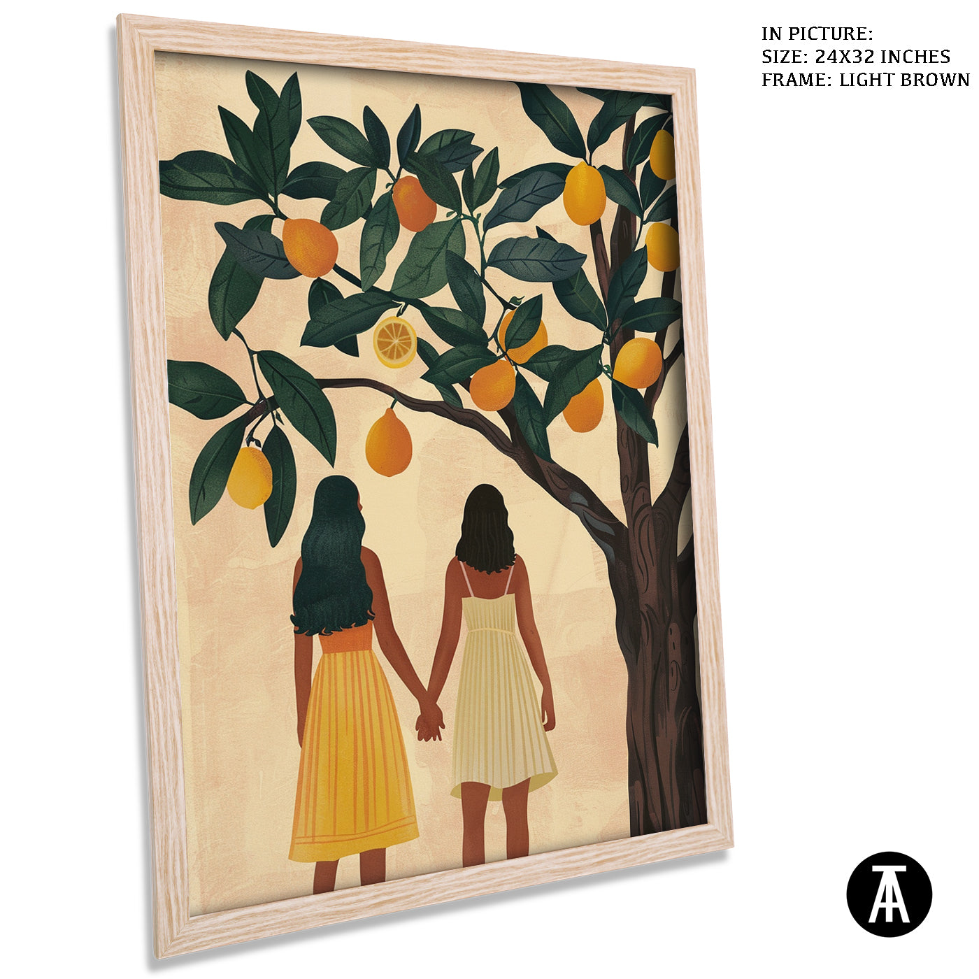 Artwork in Light Brown Frame