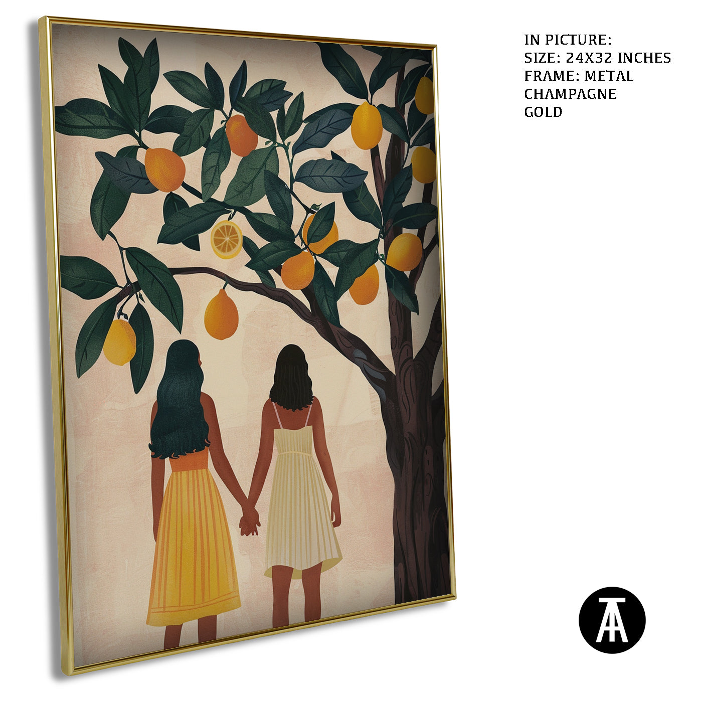 Artwork in Metal Champagne Gold Frame