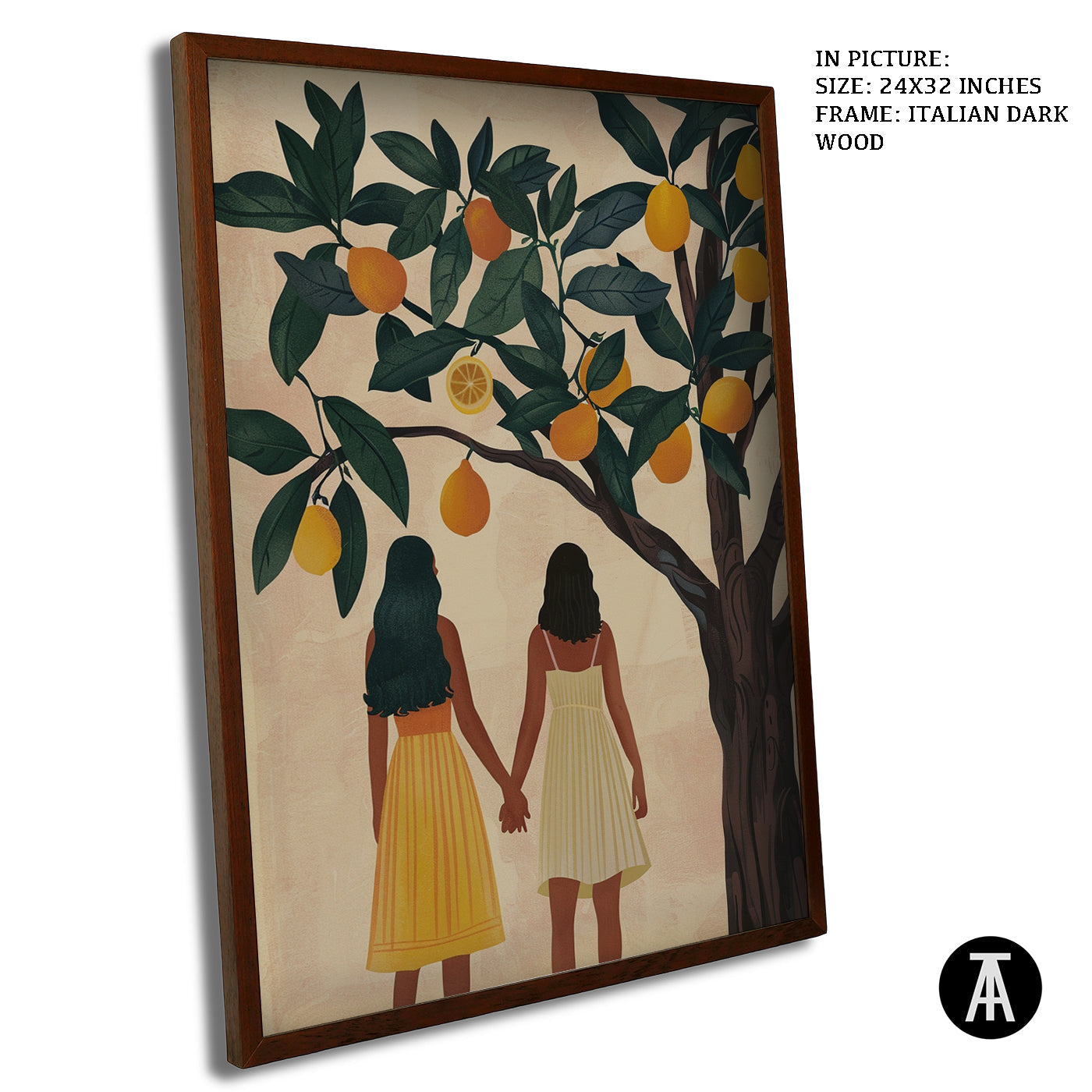 Artwork in Dark Wood Frame