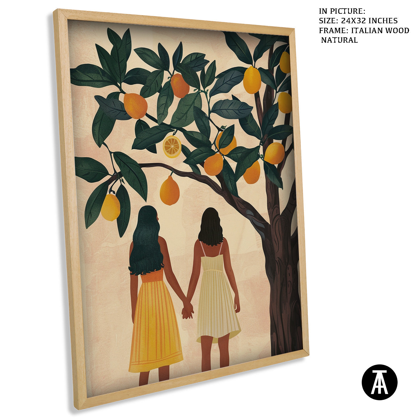 Artwork in Natural Wood Frame