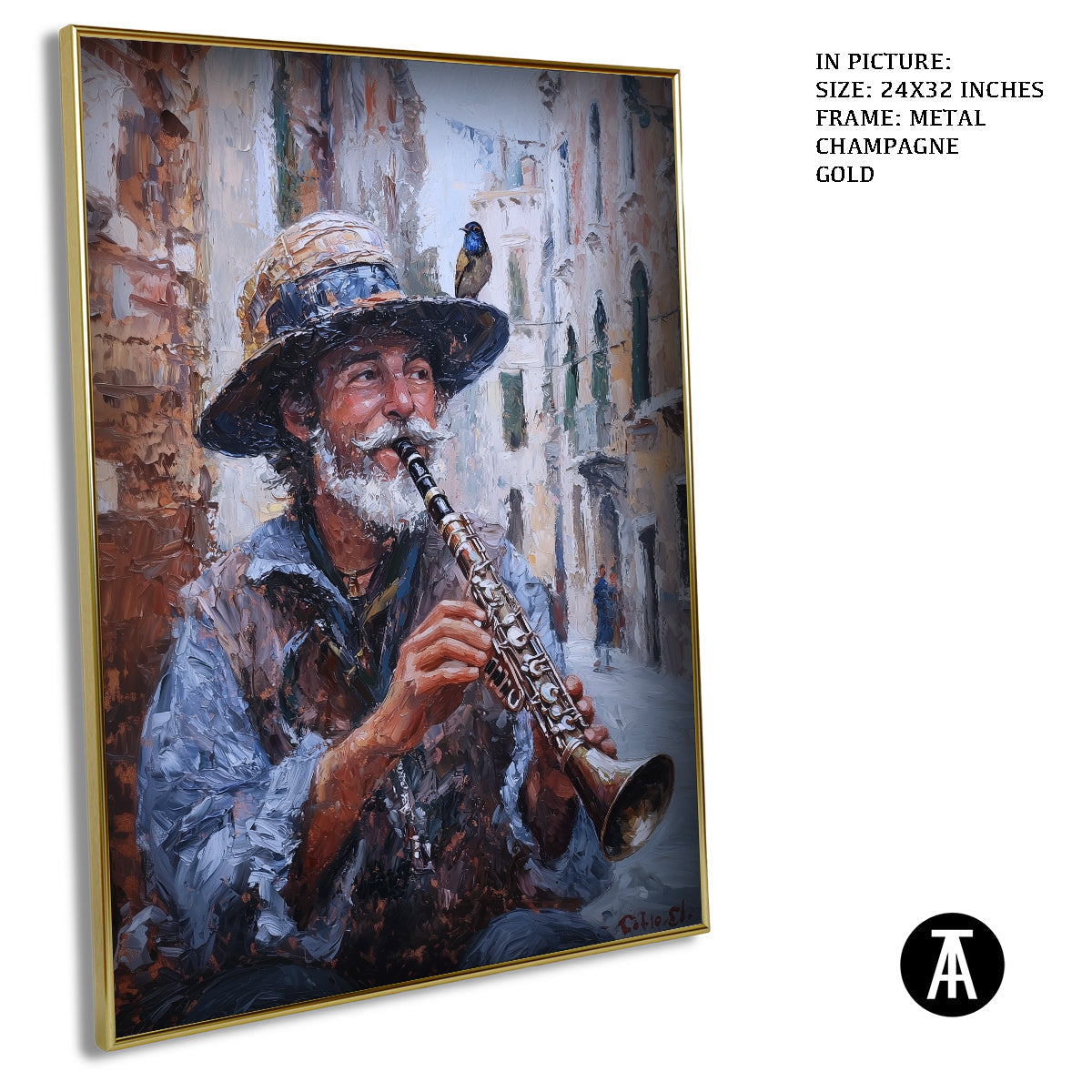 Artwork in Light Brown Frame