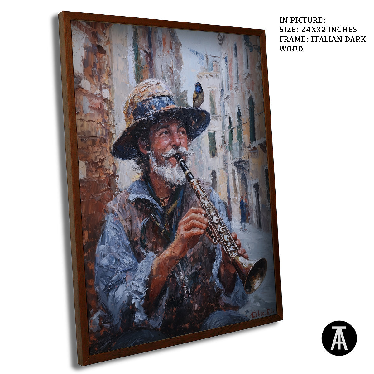 Artwork in Dark Wood Frame