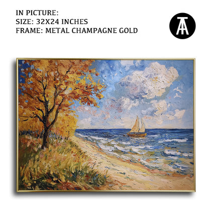 Artwork in Light Brown Frame