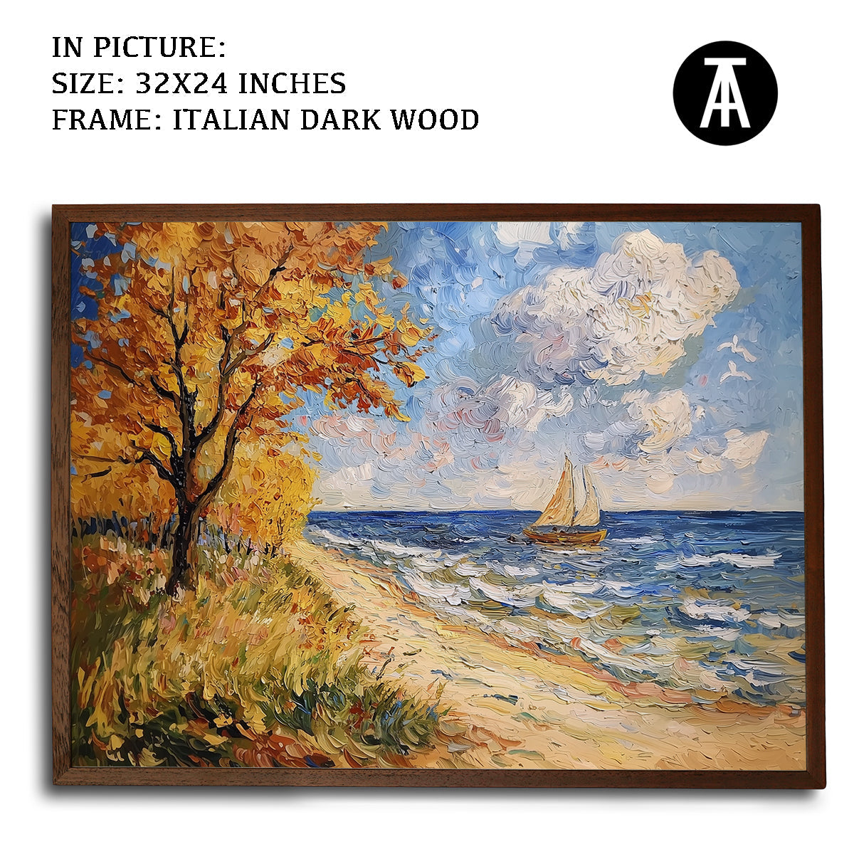 Artwork in Dark Wood Frame