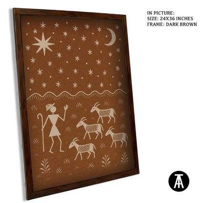 Artwork in Dark Brown Frame