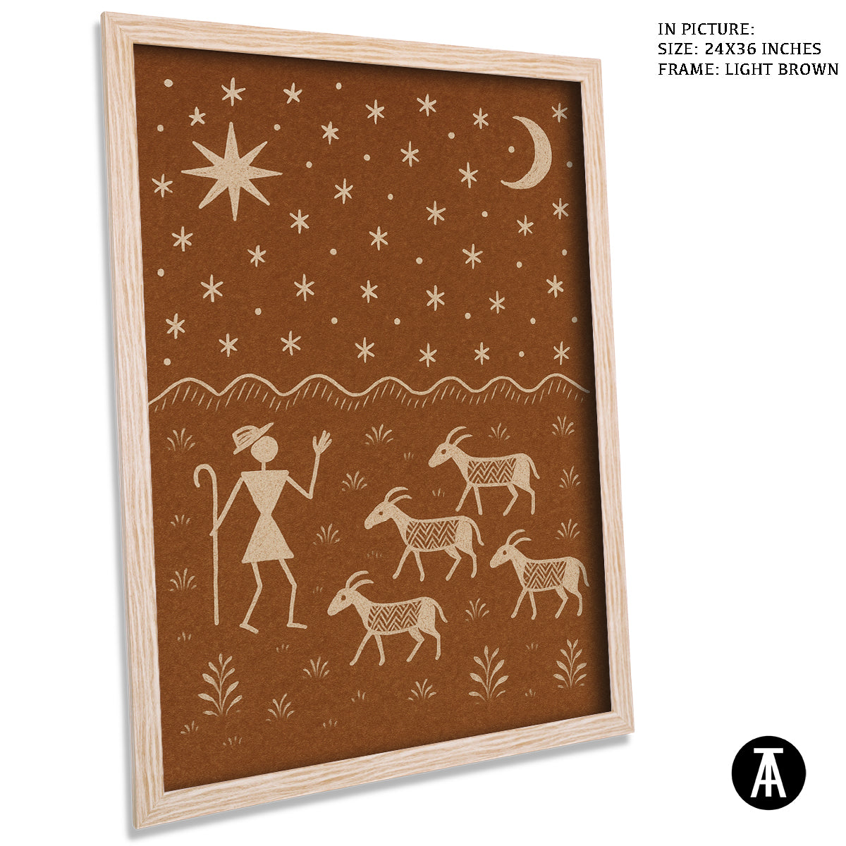 Artwork in Light Brown Frame