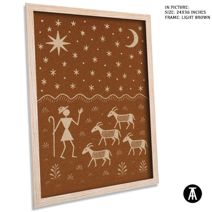 Artwork in Light Brown Frame