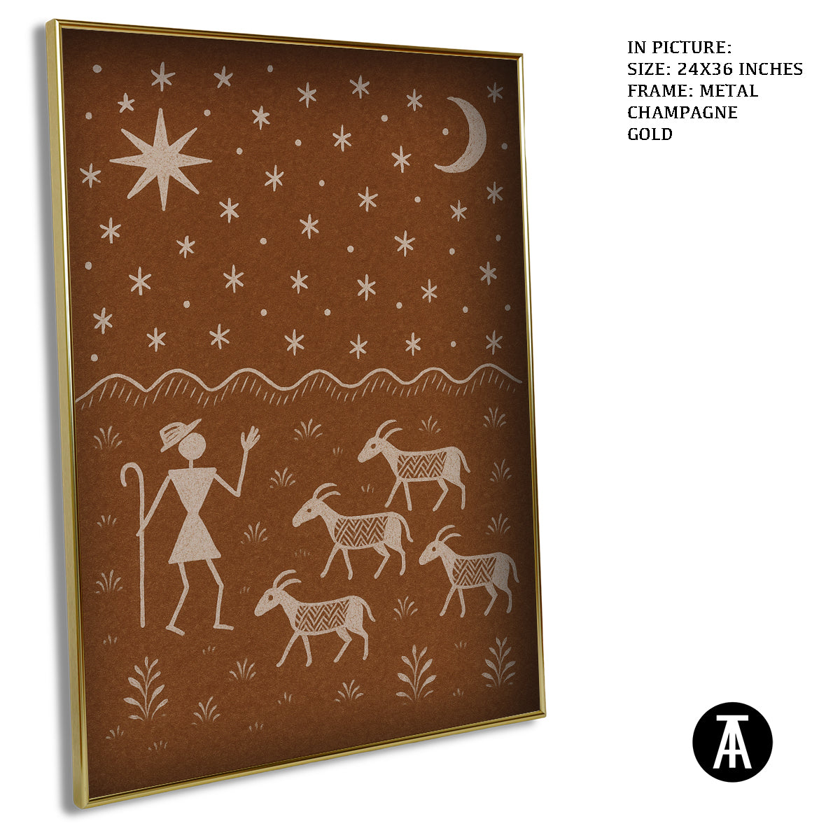 Artwork in Metal Champagne Gold Frame