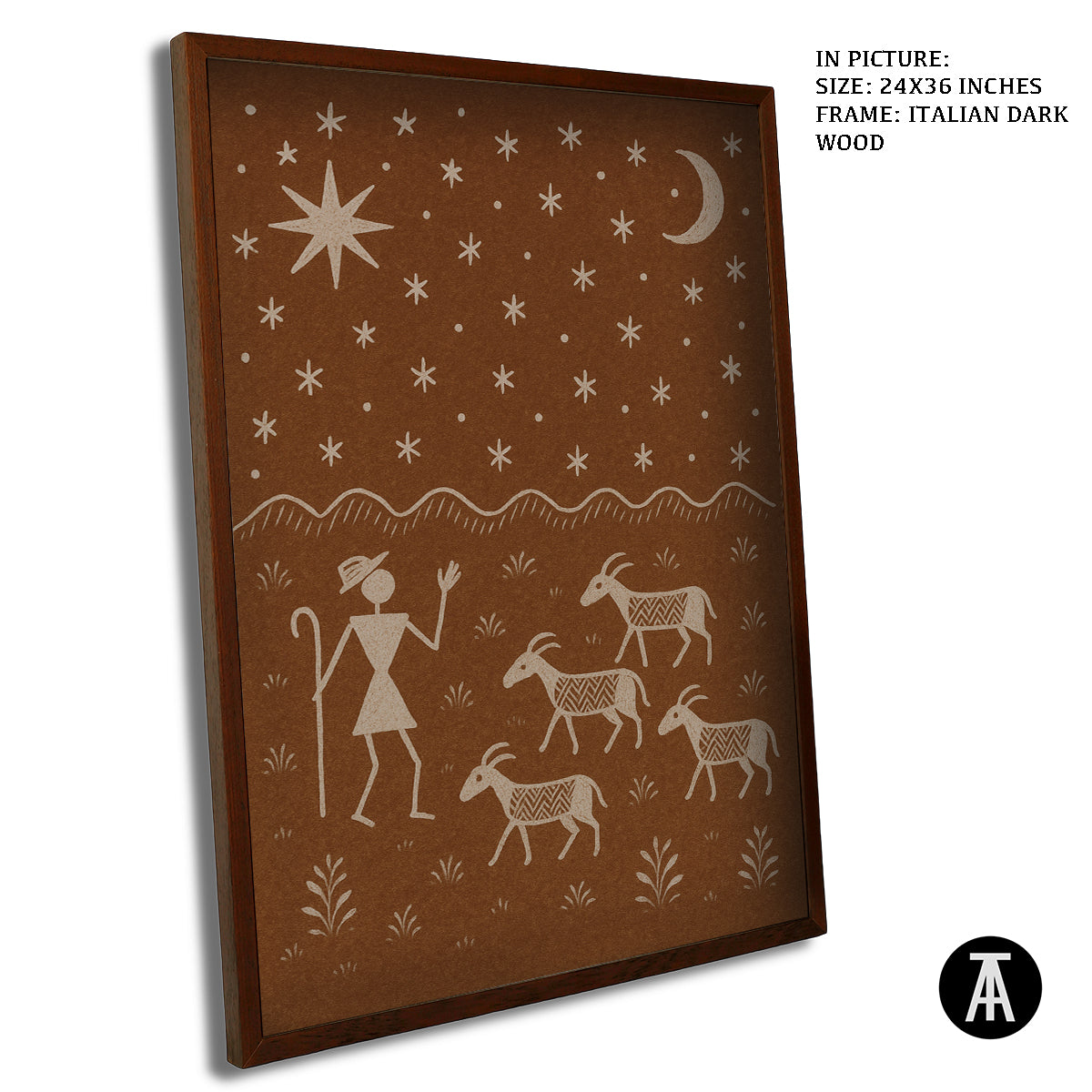 Artwork in Dark Wood Frame
