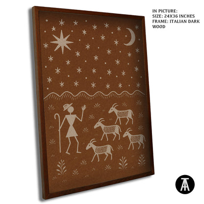 Artwork in Dark Wood Frame
