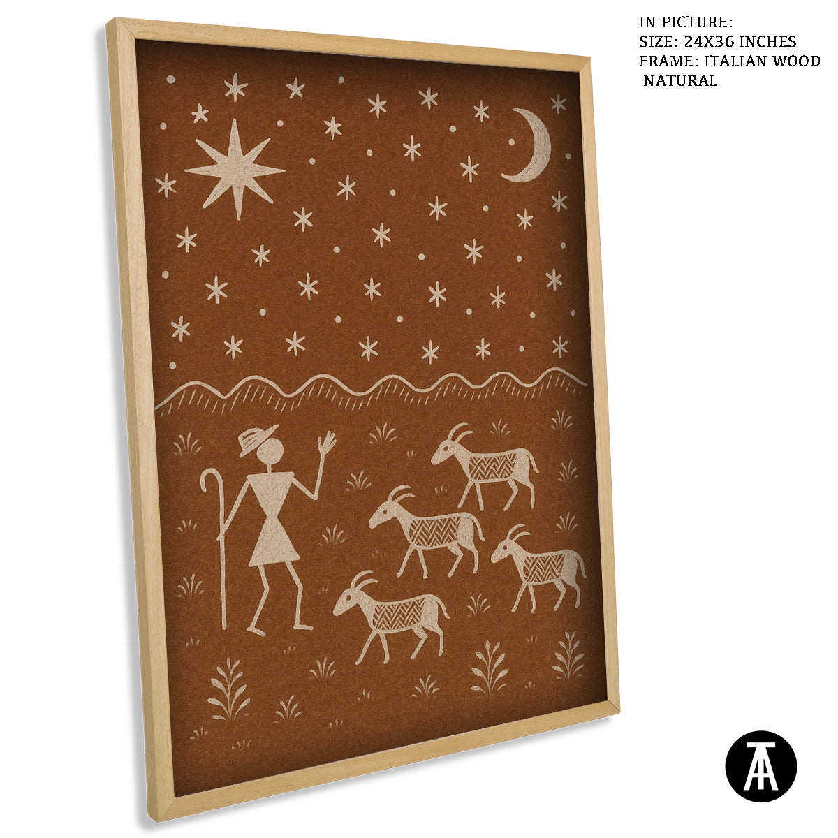 Artwork in Natural Wood Frame