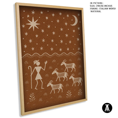 Artwork in Natural Wood Frame
