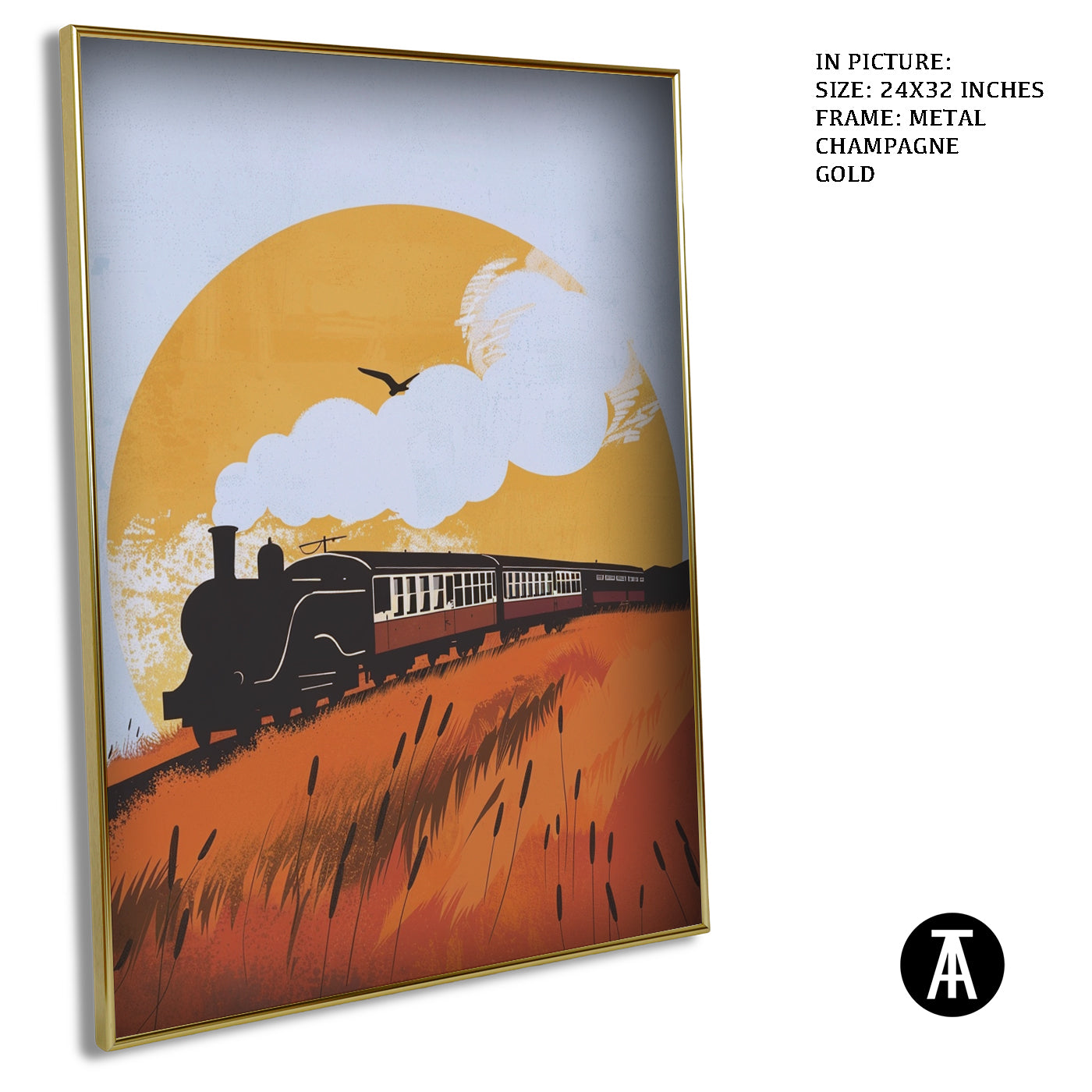 Artwork in Metal Champagne Gold Frame