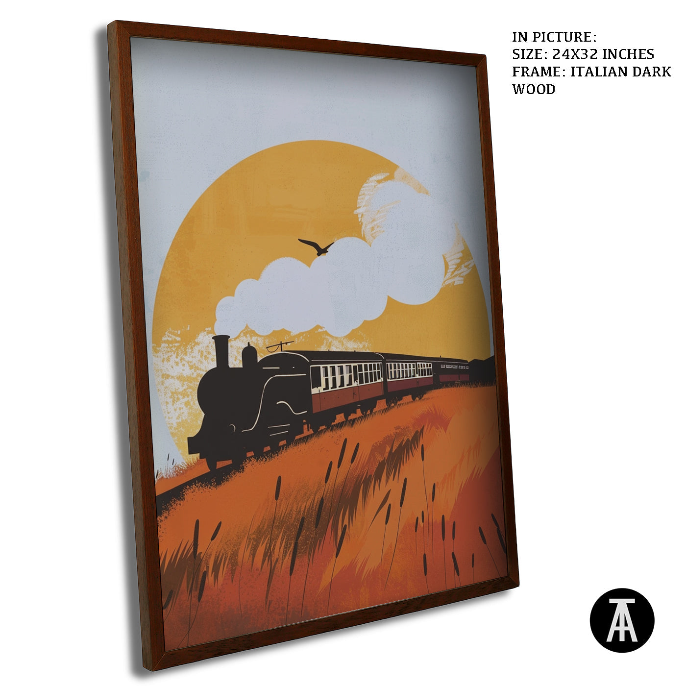 Artwork in Dark Wood Frame