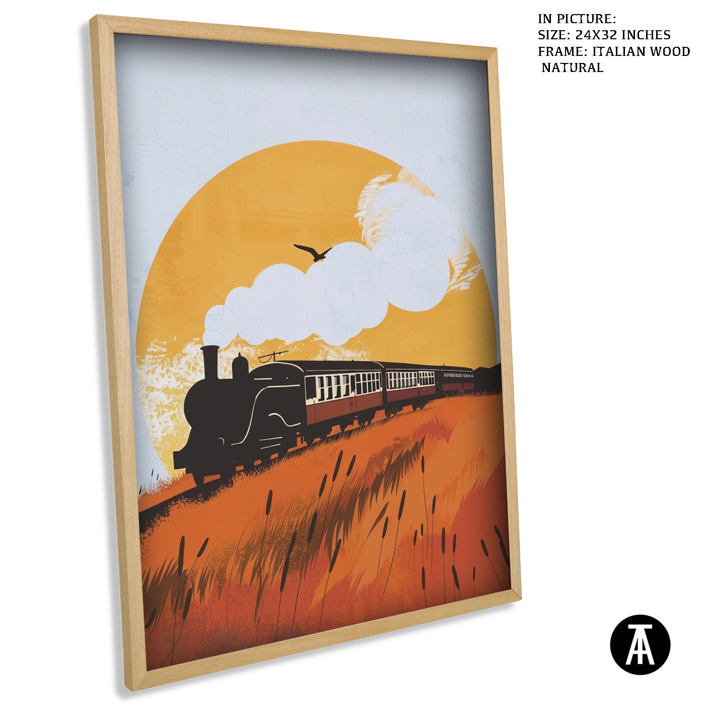 Artwork in Natural Wood Frame