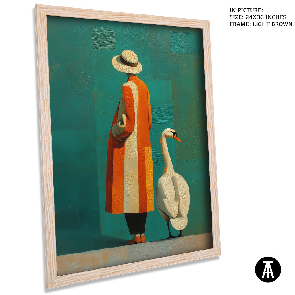 Artwork in Light Brown Frame