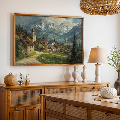 Swiss Alps Painting in a Lifestyle Setting
