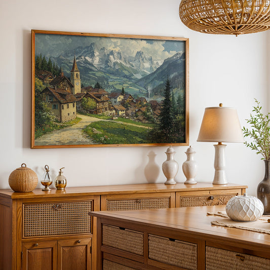Swiss Alps Painting in a Lifestyle Setting