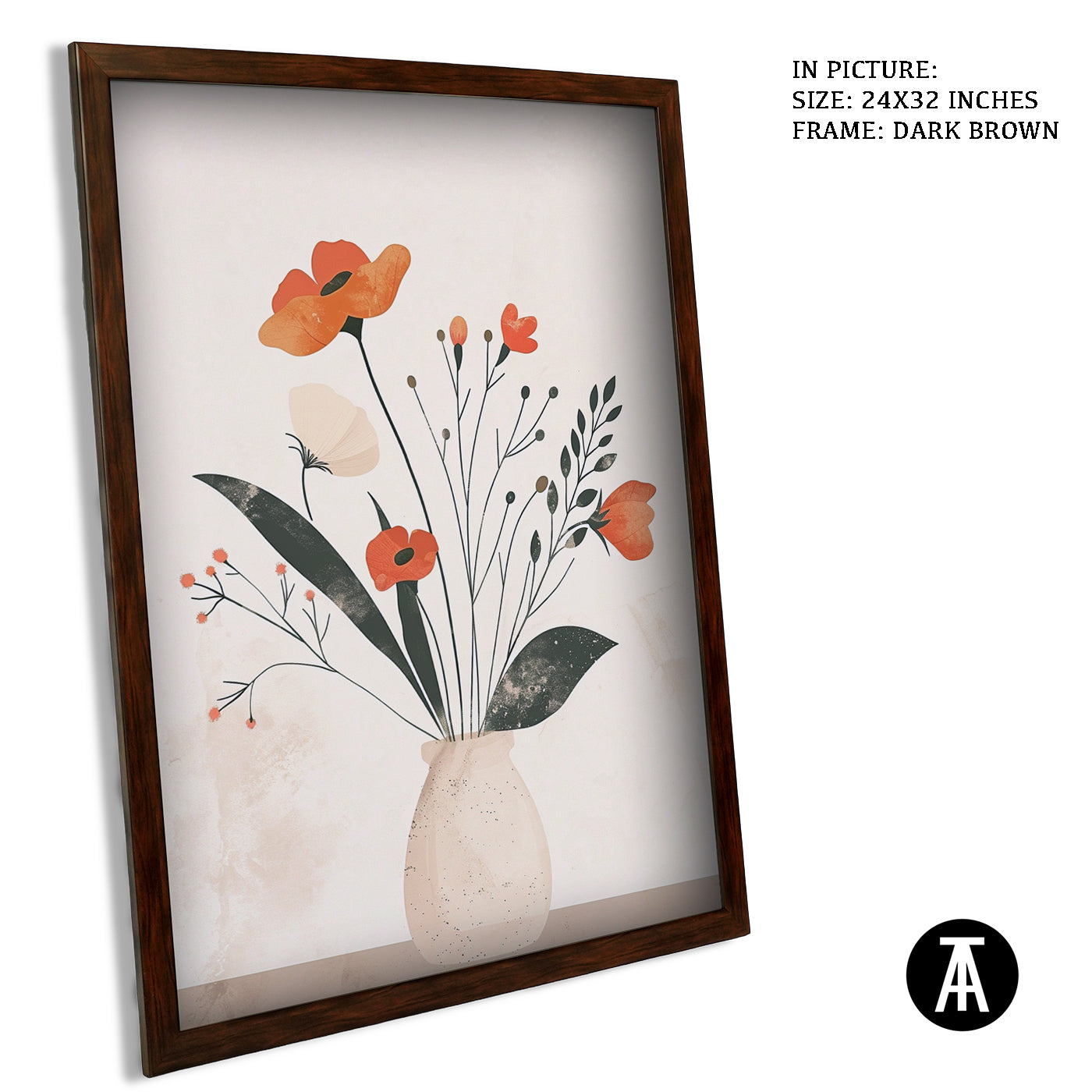 Artwork in Dark Brown Frame