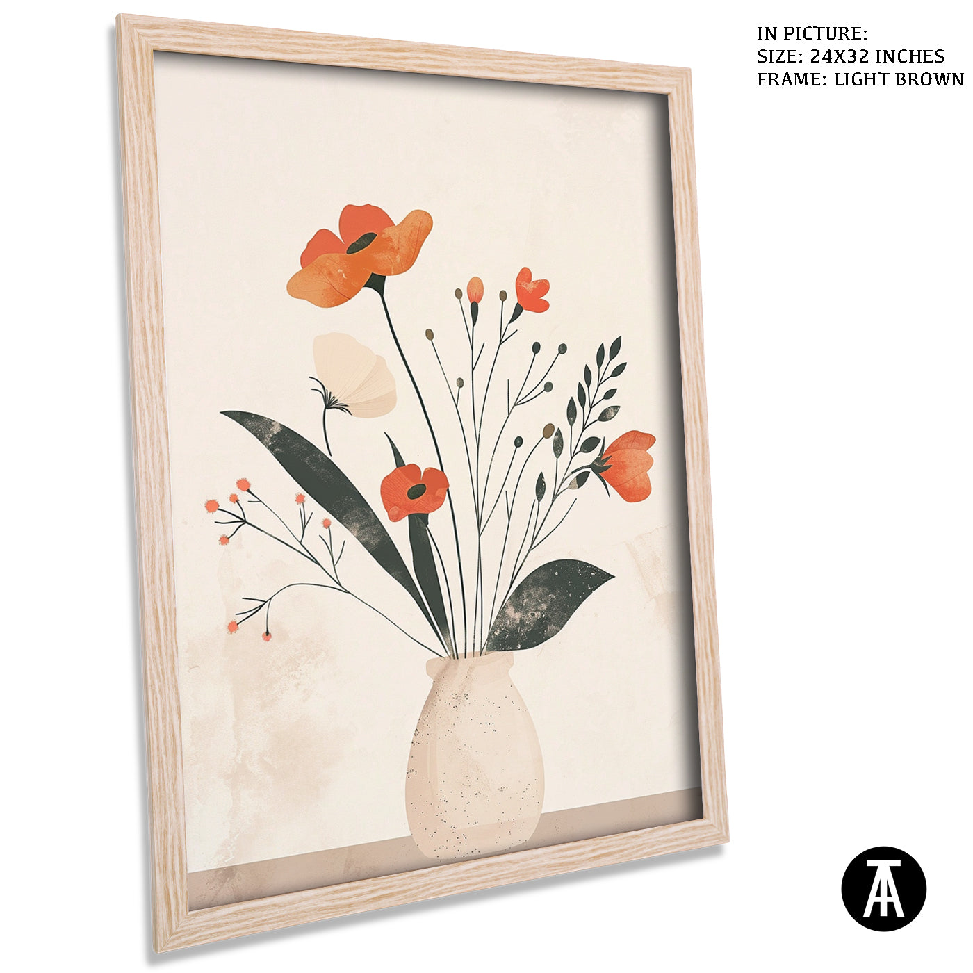 Artwork in Light Brown Frame