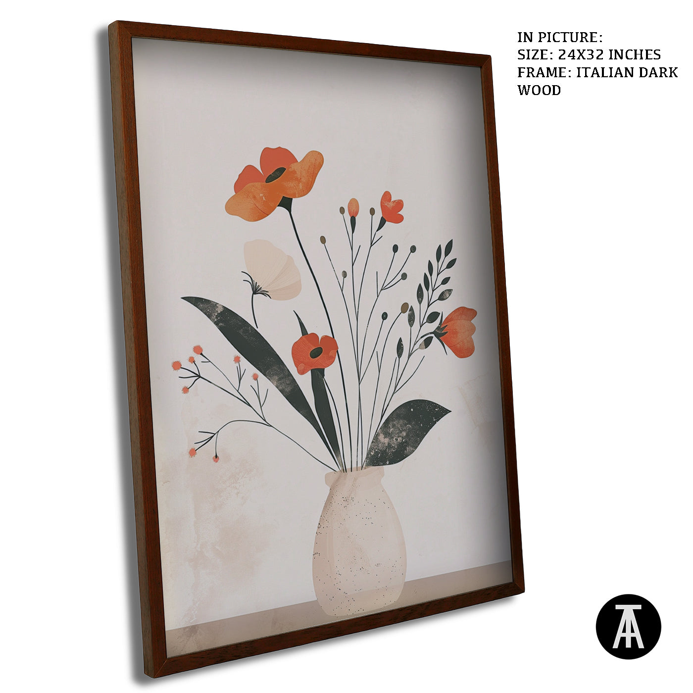 Artwork in Dark Wood Frame