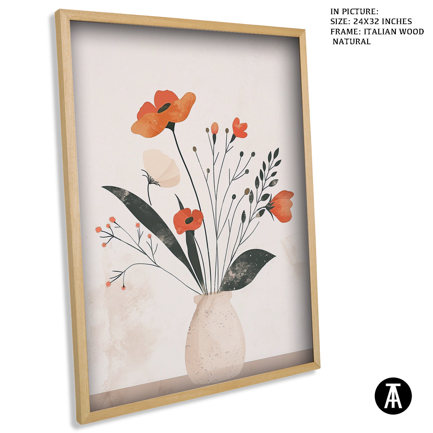 Artwork in Natural Wood Frame