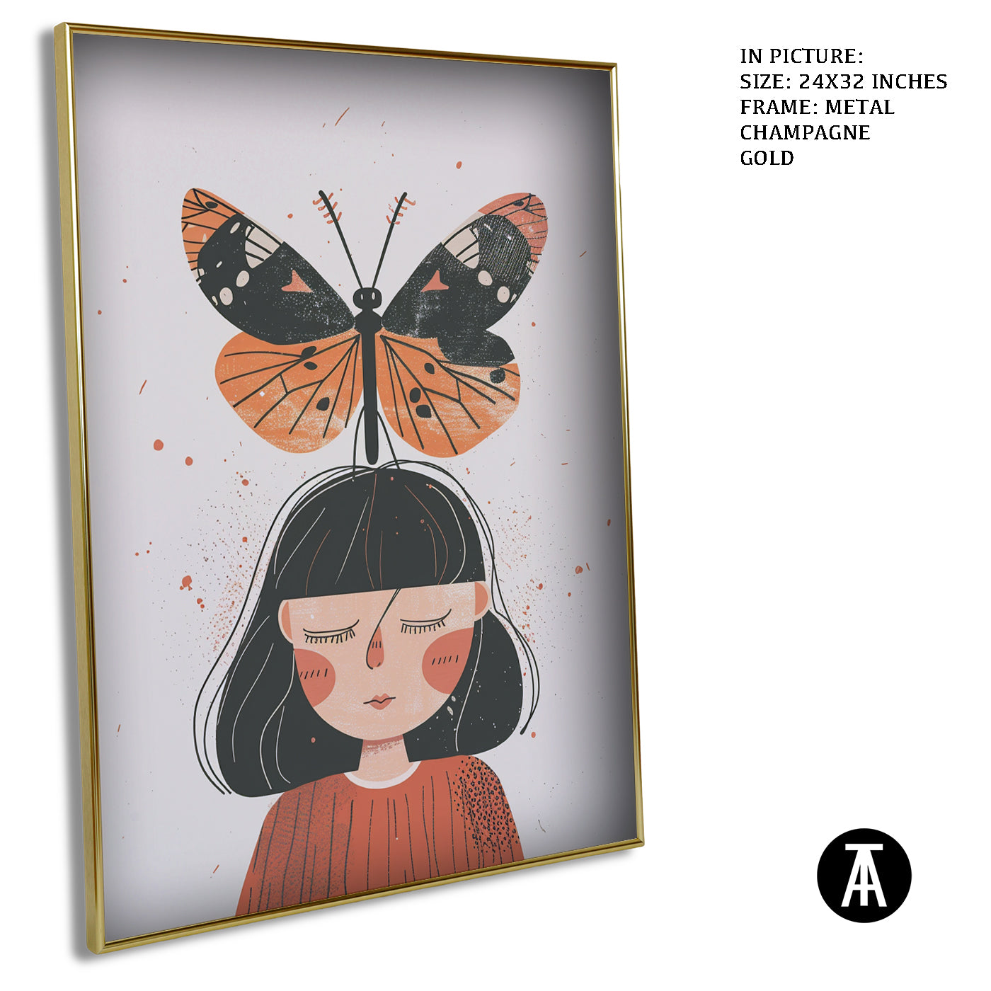 Artwork in Metal Champagne Gold Frame