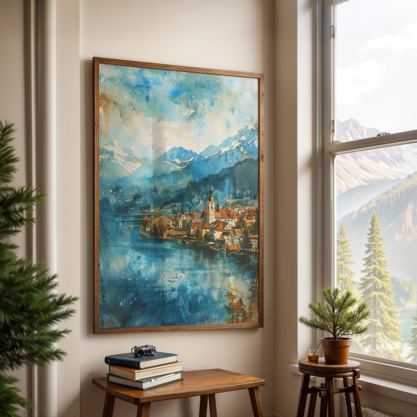 Swiss Alps Painting in a Lifestyle Setting
