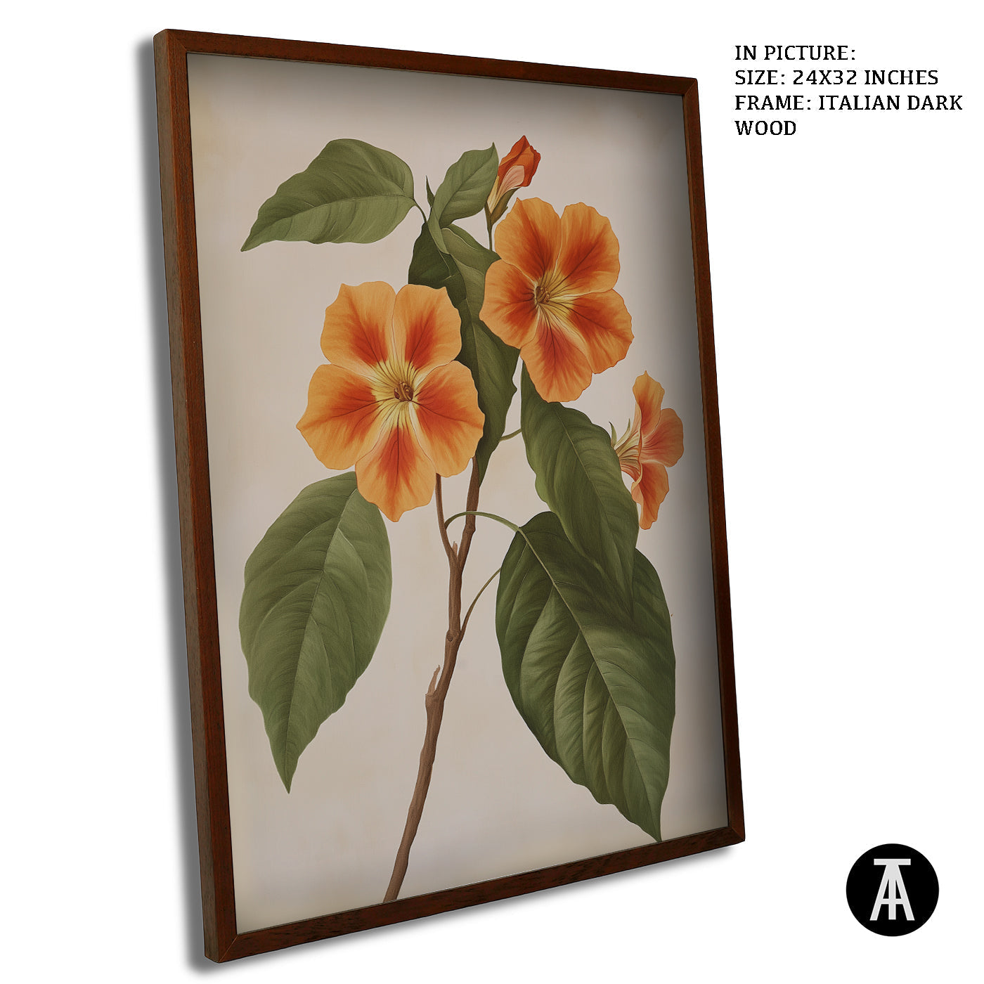 Artwork in Dark Wood Frame