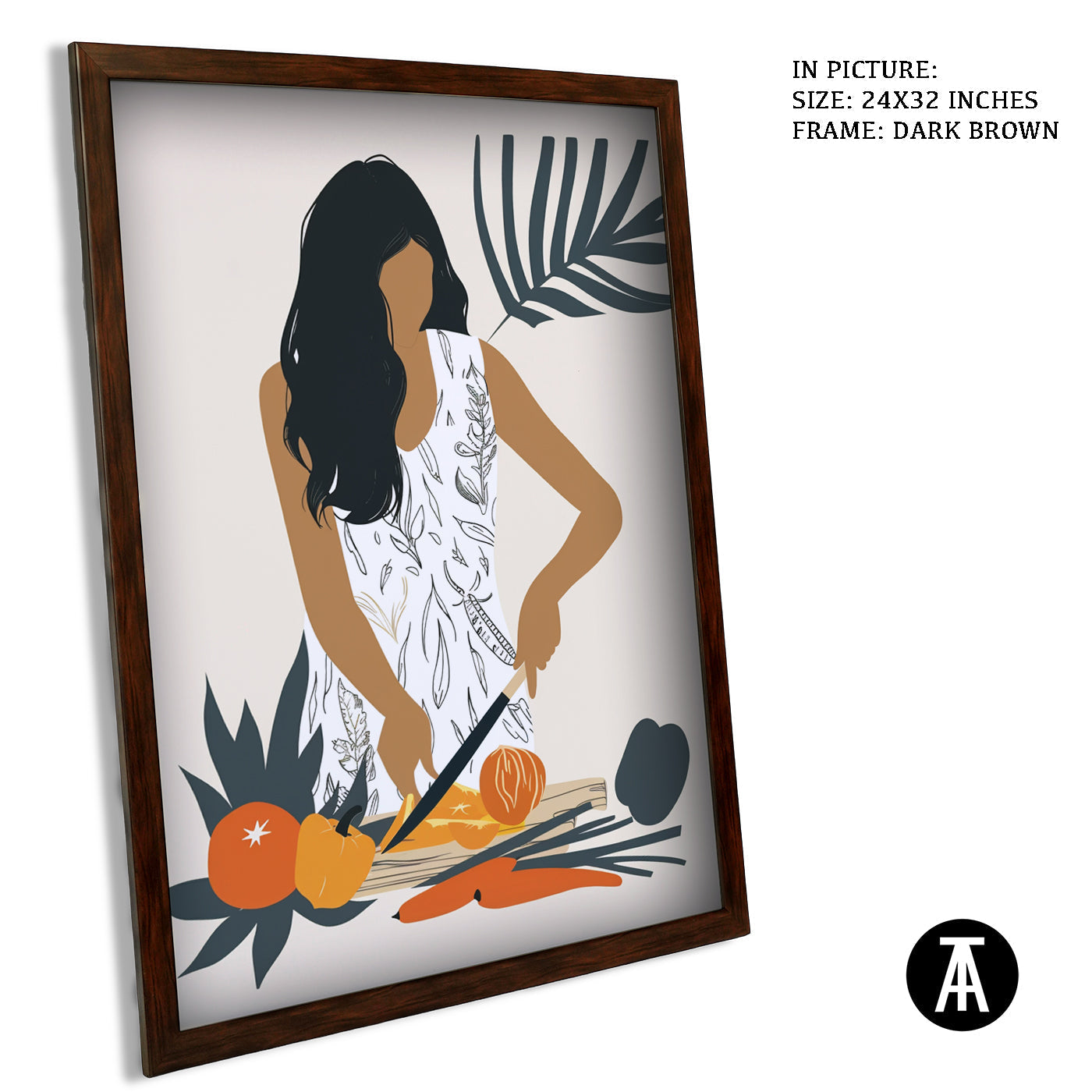 Artwork in Dark Brown Frame