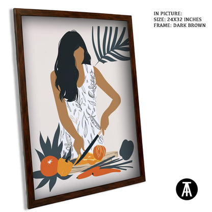 Artwork in Dark Brown Frame