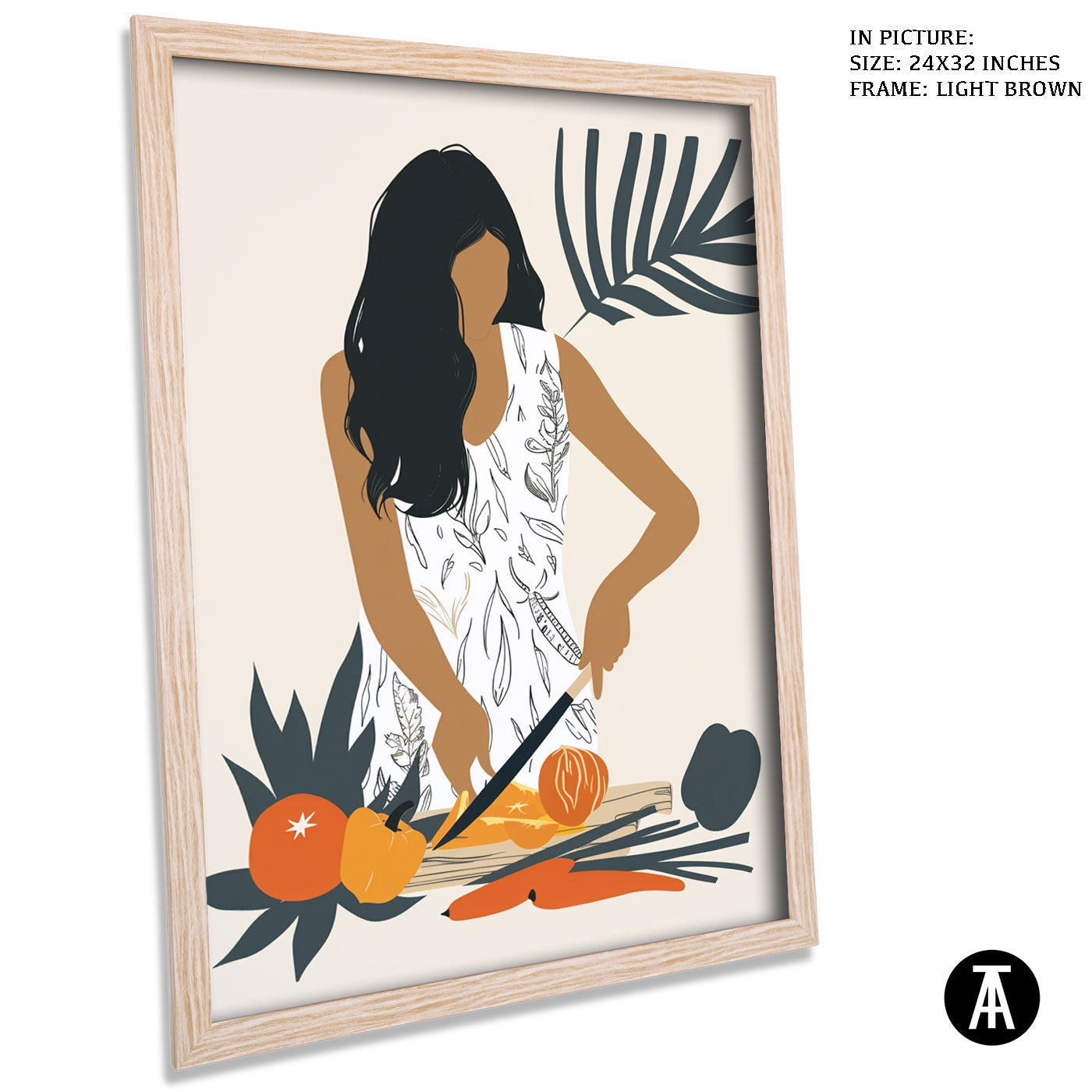 Artwork in Light Brown Frame
