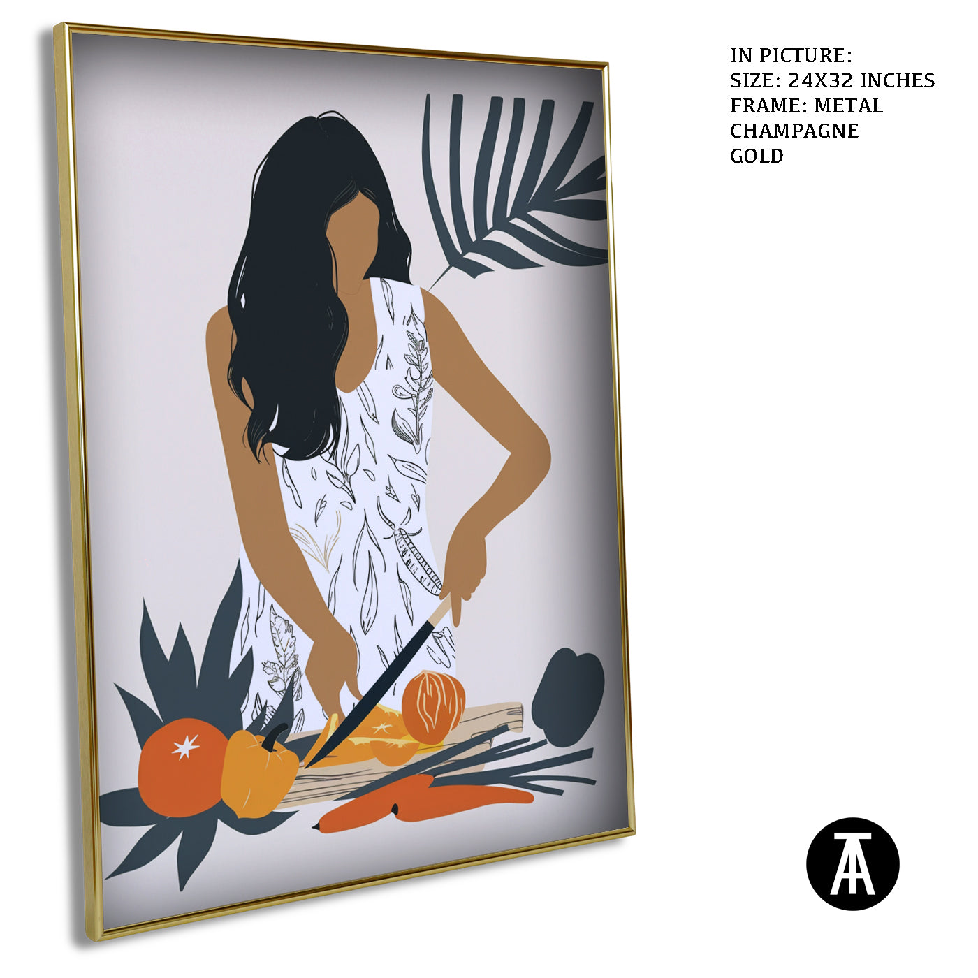 Artwork in Metal Champagne Gold Frame