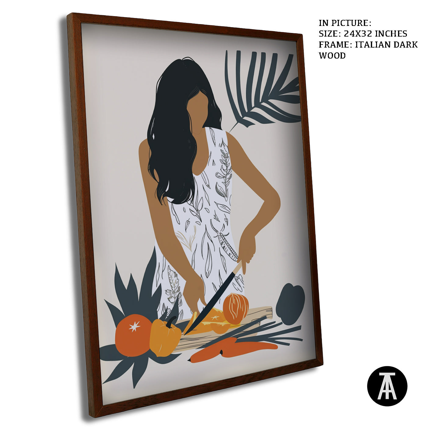 Artwork in Dark Wood Frame