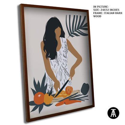 Artwork in Dark Wood Frame