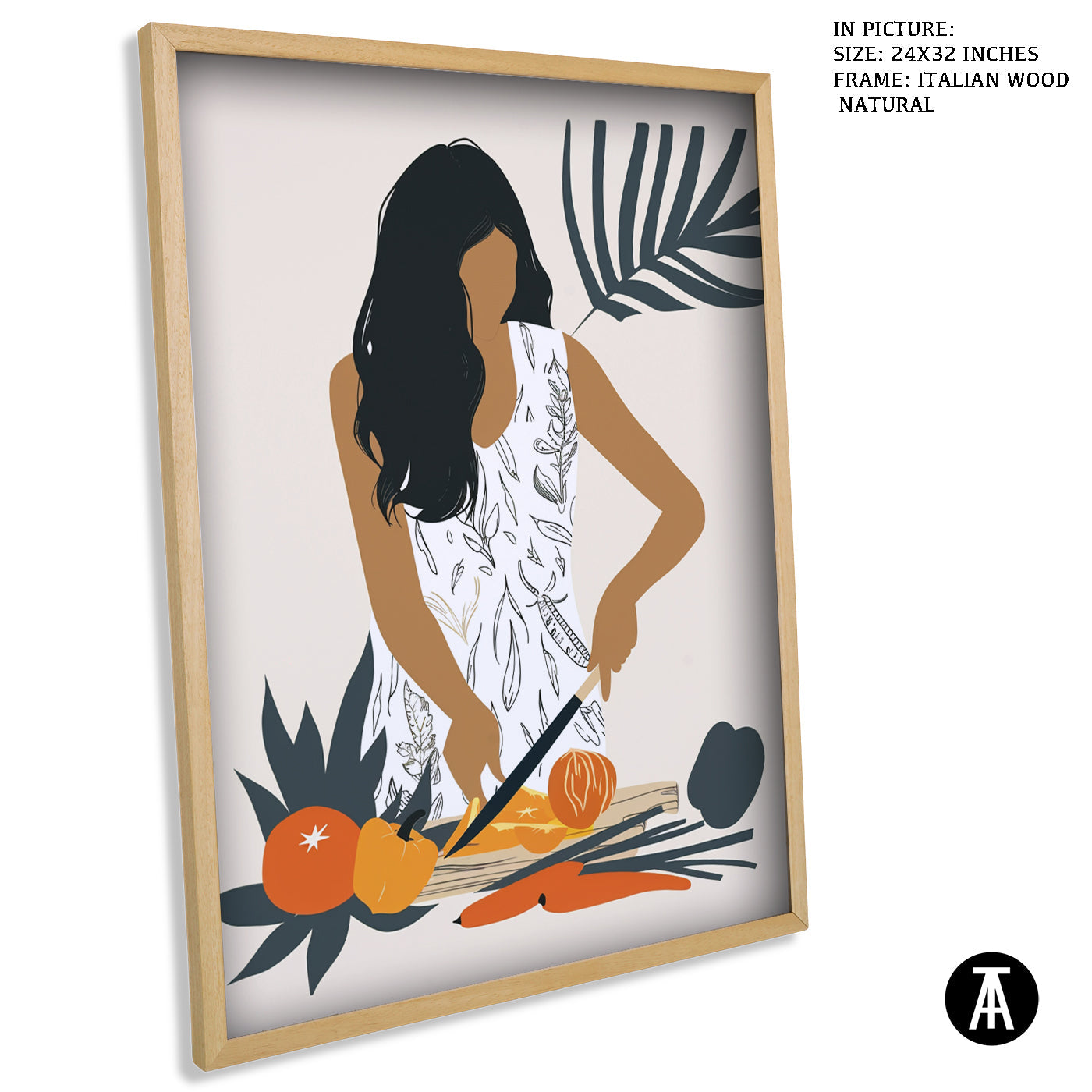 Artwork in Natural Wood Frame