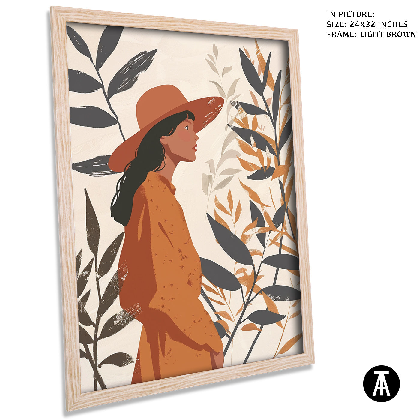 Artwork in Light Brown Frame