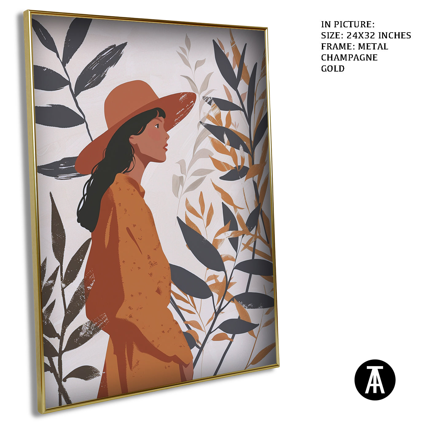 Artwork in Metal Champagne Gold Frame