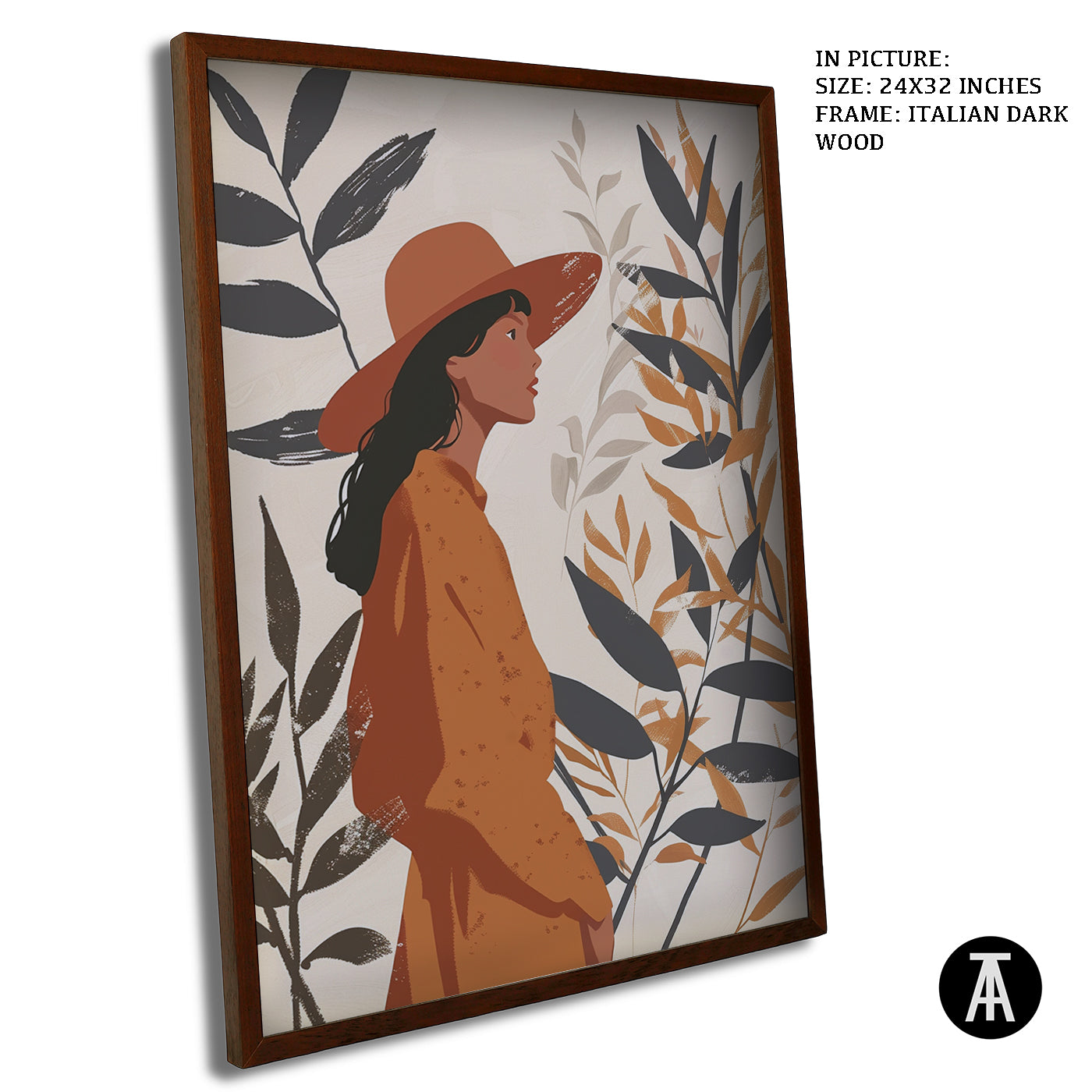 Artwork in Dark Wood Frame