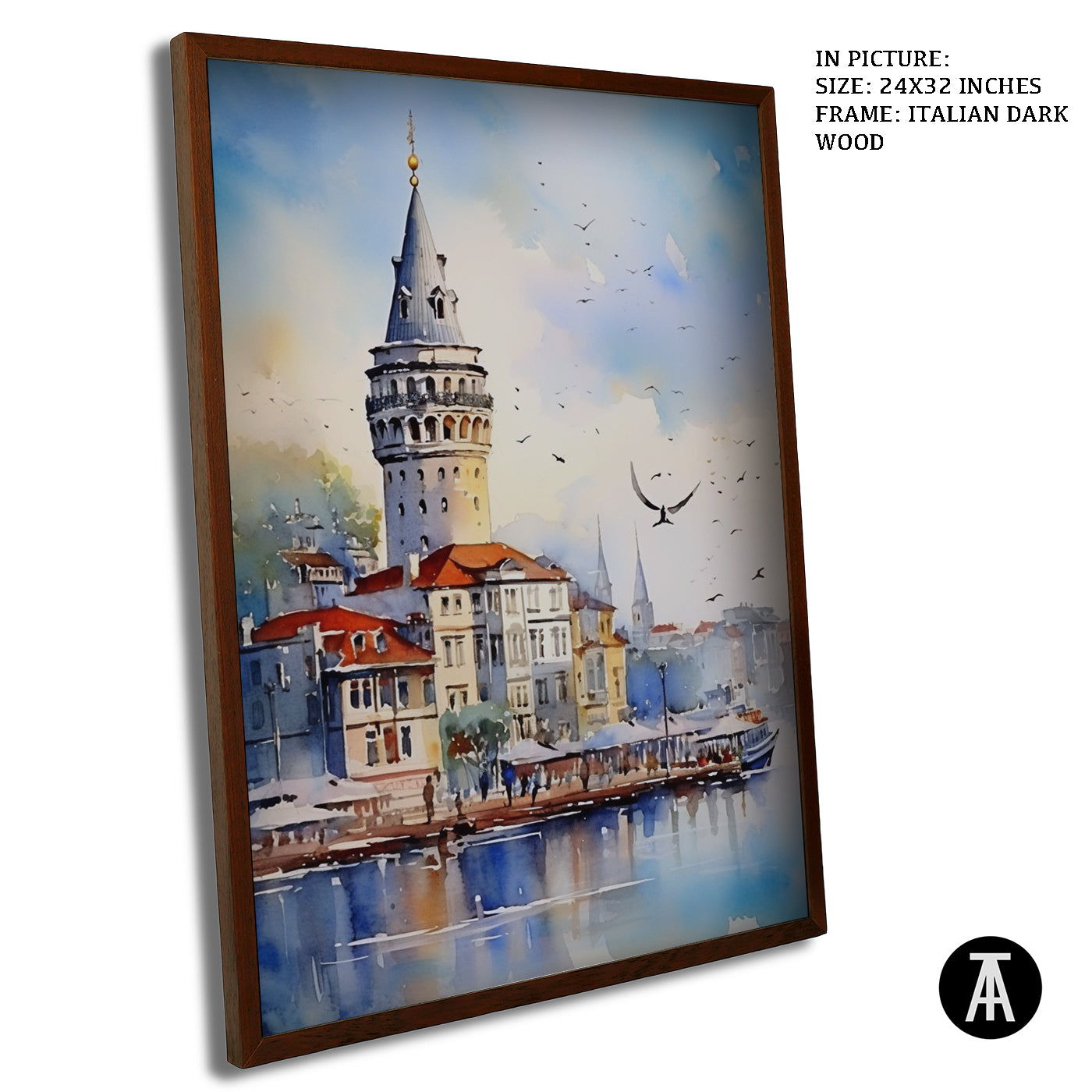Artwork in Dark Wood Frame
