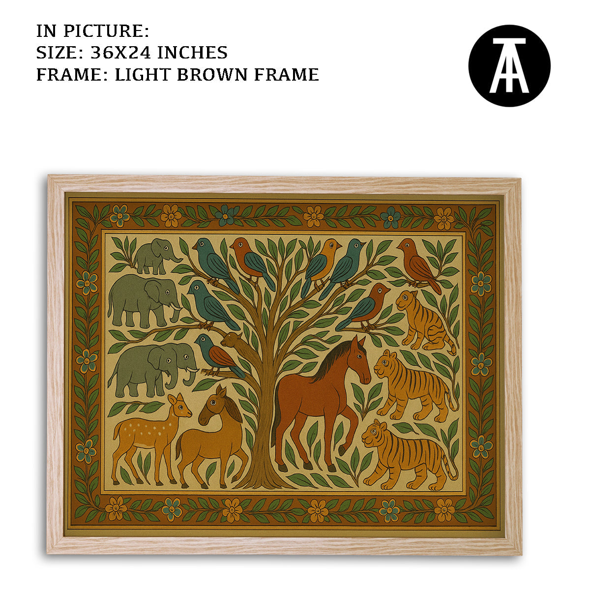 Artwork in Light Brown Frame