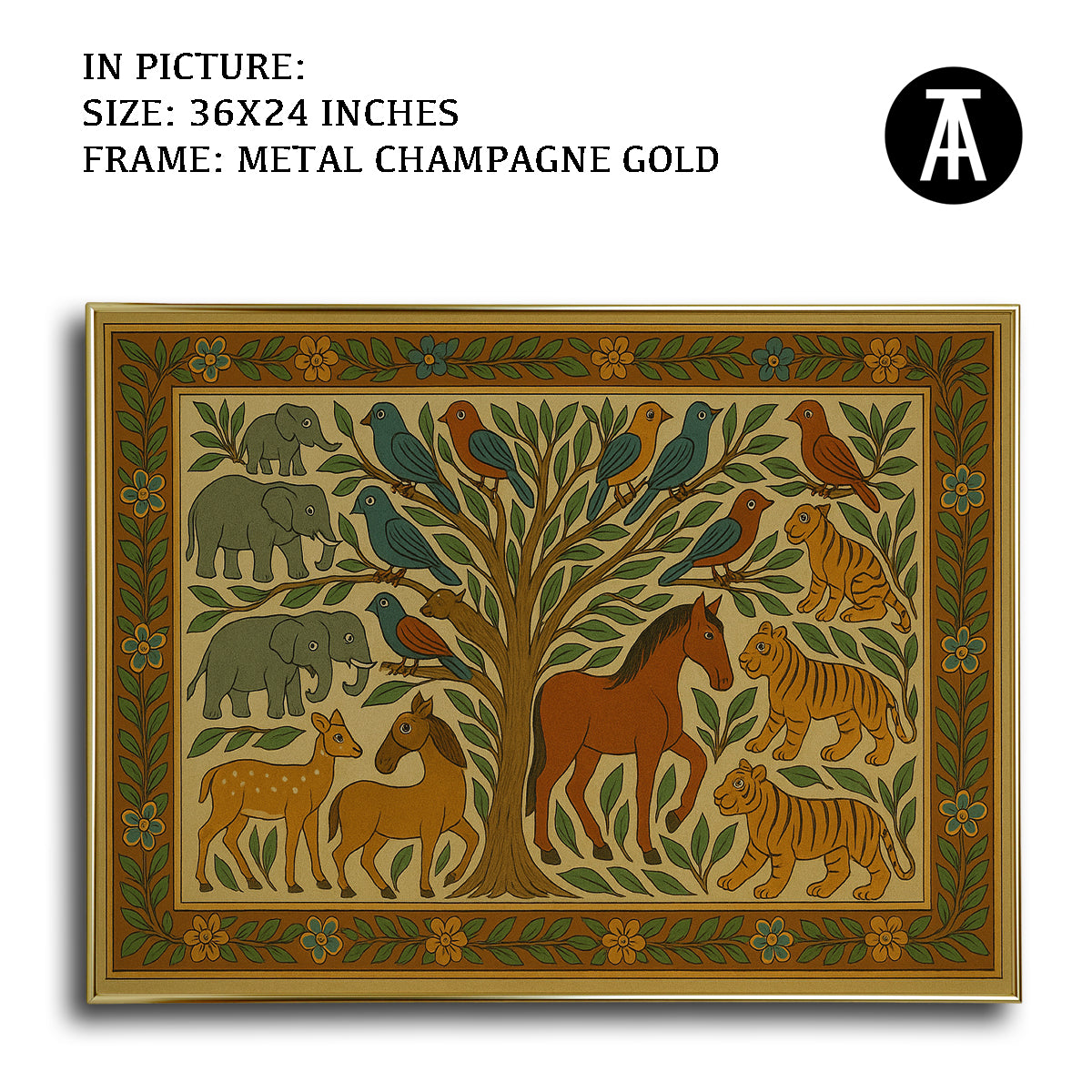 Artwork in Metal Champagne Gold Frame