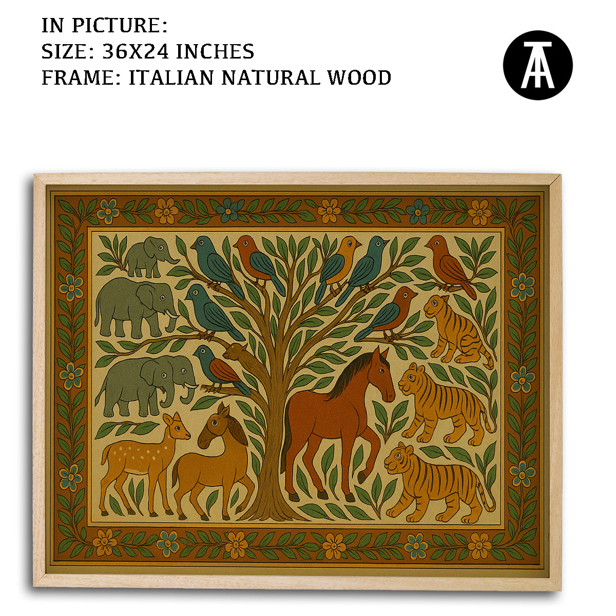 Artwork in Natural Wood Frame
