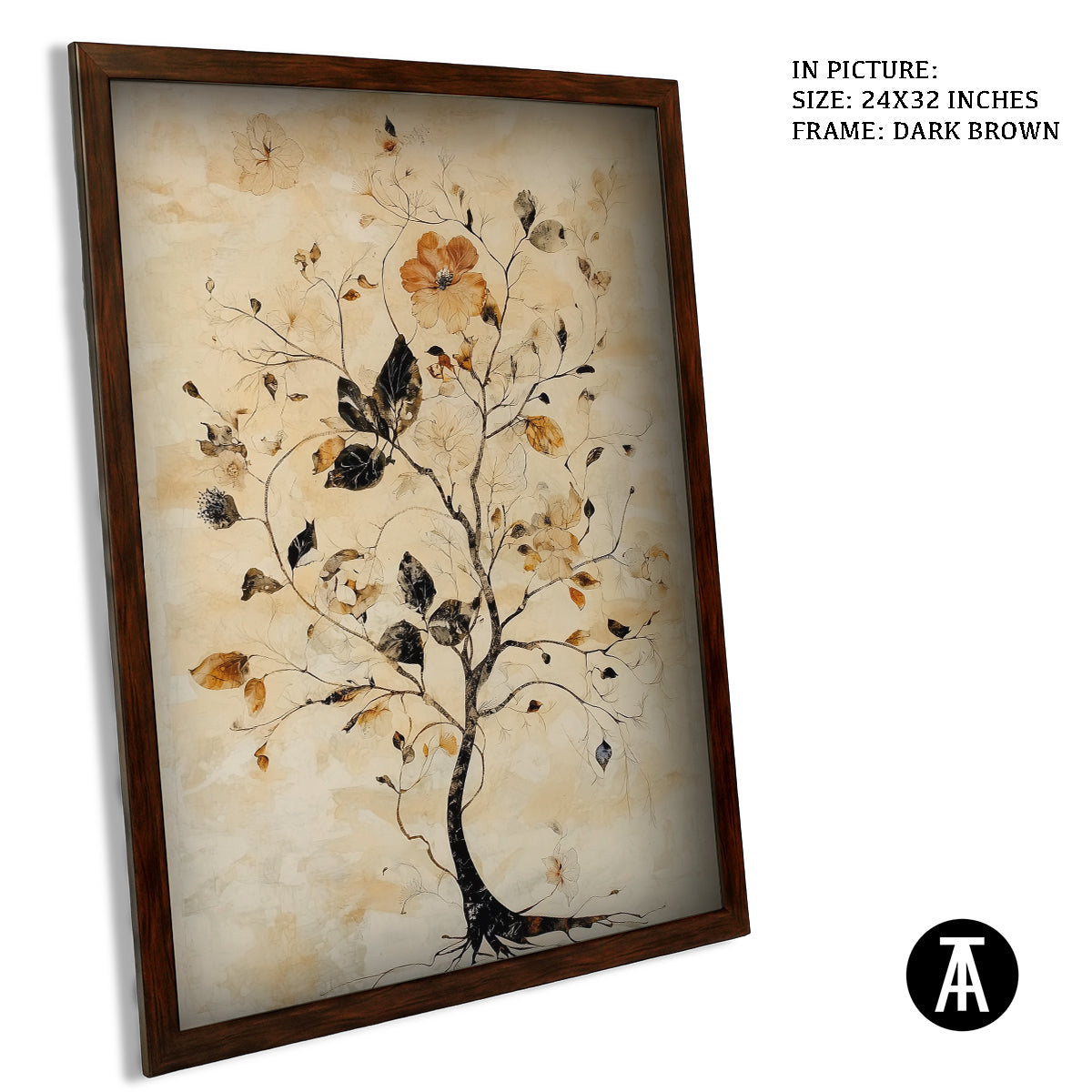 Sample Artwork in Dark Brown Frame