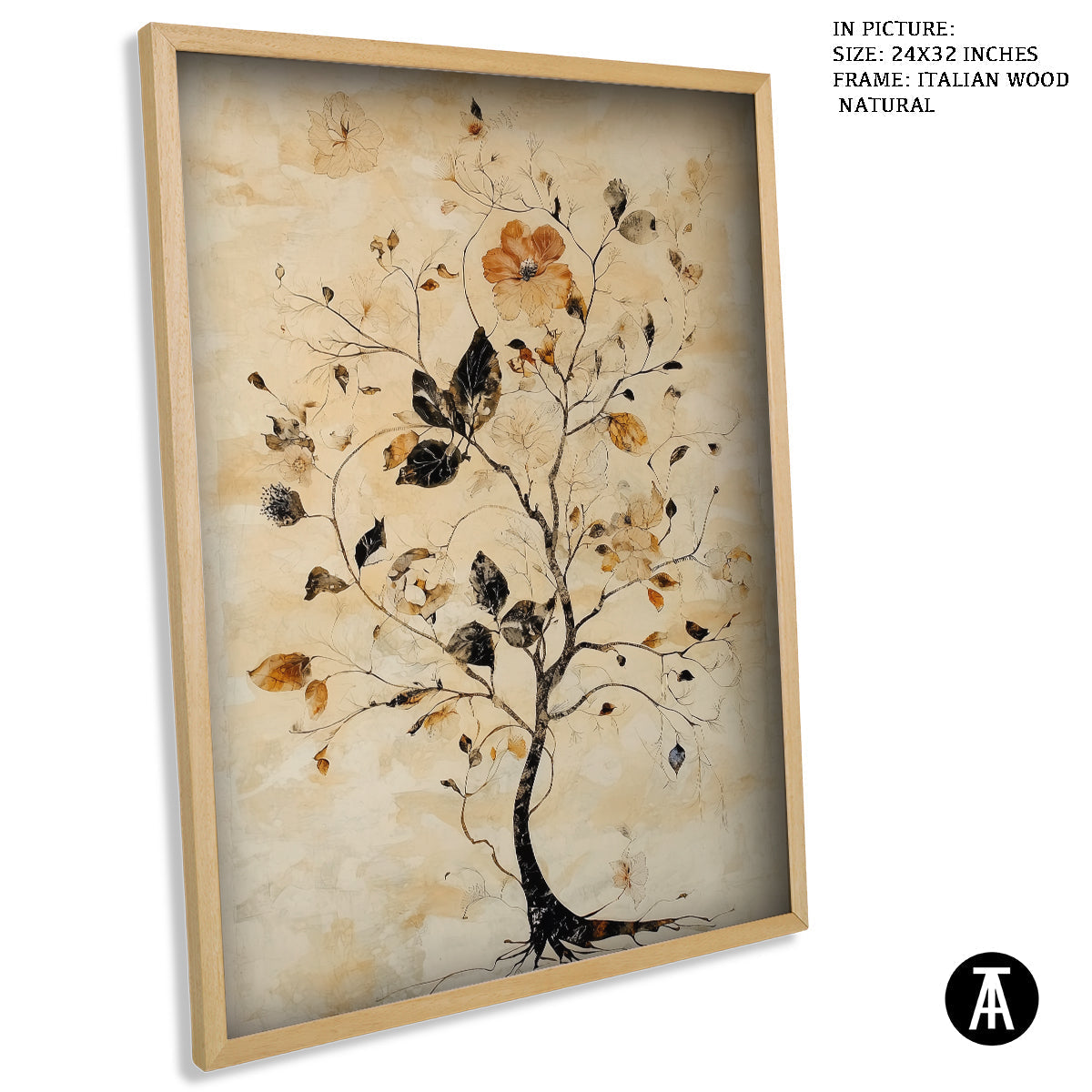Sample Artwork in Italian Wood Framing Natural