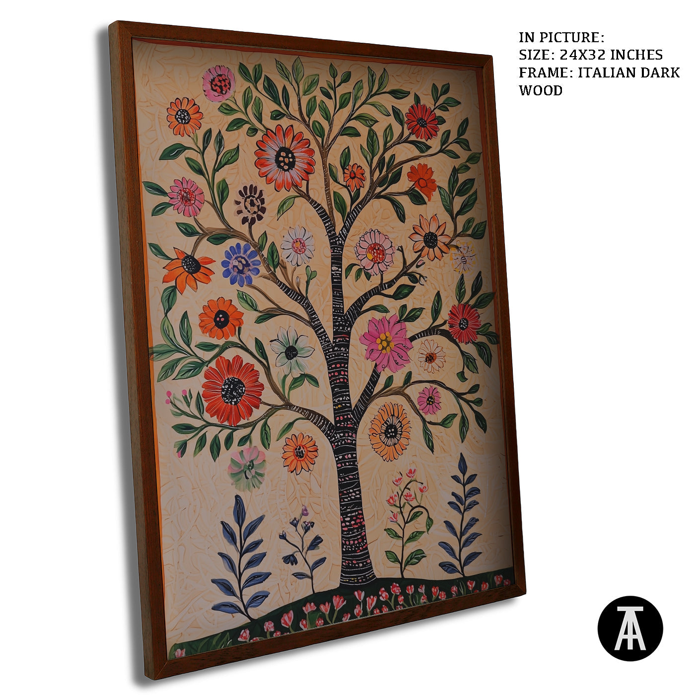 Artwork in Dark Wood Frame
